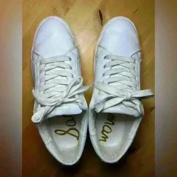 Sam Edelman Ethyl Sneakers, White Leather, Lace-up Tennis Shoes, Women's Size 8 - Picture 5 of 13